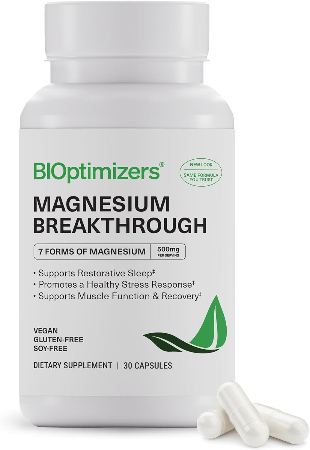 BIOptimizers Magnesium Breakthrough 500 mg, bottle of 30 capsules