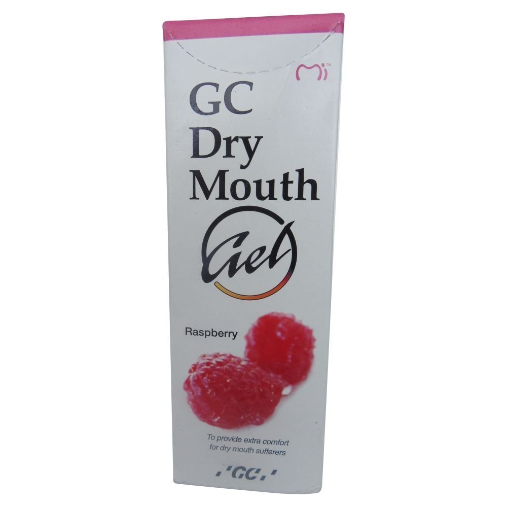 GC Dry Mouth Gel in Raspberry flavor, 40 g carton
